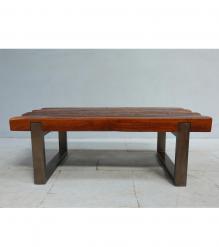 SOLID THICK RECLAIMED TEAK WOOD & IRON COFFEE TABLE