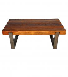 SOLID THICK RECLAIMED TEAK COFFEE TABLE W/ METAL BASE