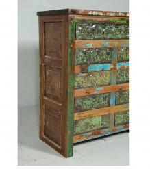 SOLID RECLAIMED TEAK WOOD & DISTRESSED METAL 9 DRAWER DRESSER CHEST BUREAU