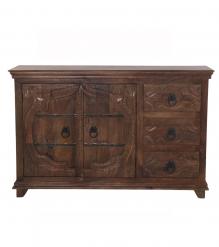 HAND CARVED SOLID WOOD SIDEBOARD 3 DRAWERS 2 DOORS