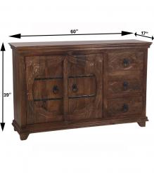 HAND CARVED SOLID WOOD SIDEBOARD 3 DRAWERS 2 DOORS