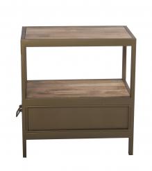 IRON & SOLID WOOD  END TABLE