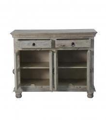 SOLID WOOD & GLASS CABINET SIDEBOARD WITH 4 DOORS & 2 DRAWERS 