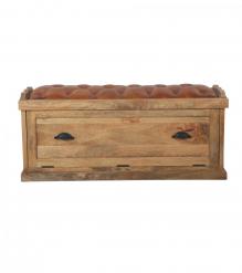 Wood Trunk w/ Upholstered Leather top