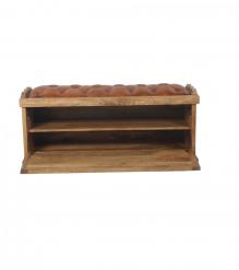 Wood Trunk w/ Upholstered Leather top
