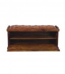 Wood Trunk w/ Upholstered Leather top