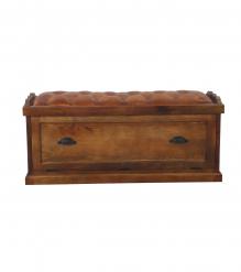Wood Trunk w/ Upholstered Leather top