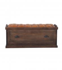 Wood Trunk w/ Upholstered Leather top