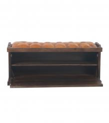 Wood Trunk w/ Upholstered Leather top
