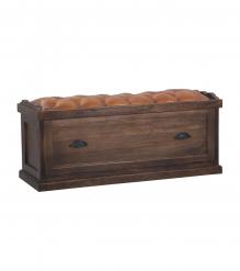Wood Trunk w/ Upholstered Leather top