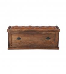 Wood Trunk w/ Upholstered Leather Top
