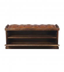 Wood Trunk w/ Upholstered Leather Top