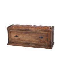 Wood Trunk w/ Upholstered Leather Top