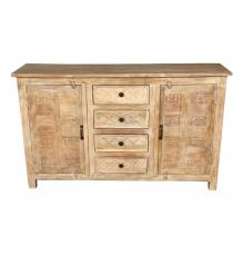 SOLID RECLAIMED TEAK WOOD SIDEBOARD CABINET W/ 4 DRAWERS & 2 DOORS