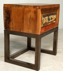 SOLID RECLAIMED TEAK WOOD & IRON NIGHTSTAND END TABLE W/ DRAWER