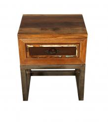 SOLID RECLAIMED TEAK WOOD & IRON NIGHTSTAND END TABLE W/ DRAWER