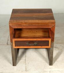 SOLID RECLAIMED TEAK WOOD & IRON NIGHTSTAND END TABLE W/ DRAWER