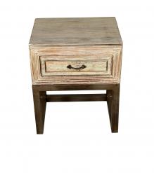 SOLID RECLAIMED TEAK WOOD & IRON NIGHTSTAND END TABLE W/ DRAWER