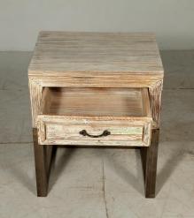 SOLID RECLAIMED TEAK WOOD & IRON NIGHTSTAND END TABLE W/ DRAWER