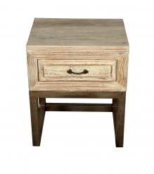 SOLID RECLAIMED TEAK WOOD & IRON NIGHTSTAND END TABLE W/ DRAWER