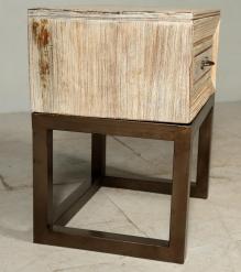 SOLID RECLAIMED TEAK WOOD & IRON NIGHTSTAND END TABLE W/ DRAWER