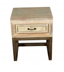 SOLID RECLAIMED TEAK WOOD & IRON NIGHTSTAND END TABLE W/ DRAWER