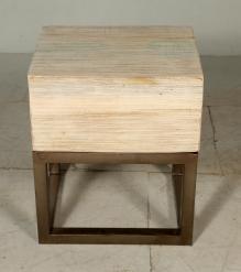 SOLID RECLAIMED TEAK WOOD & IRON NIGHTSTAND END TABLE W/ DRAWER