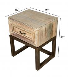 RECLAIMED WOOD & METAL END TABLE / NIGHT STAND 