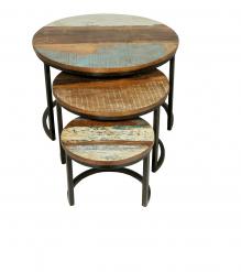 SOLID RECLAIMED TEAK WOOD & IRON NESTING TABLES