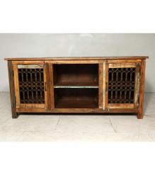 SOLID RECLAIMED TEAK WOOD MEDIA CABINET W/ 2 DOORS