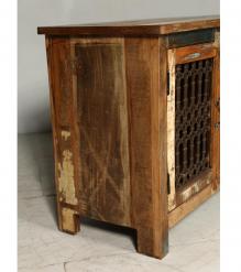 SOLID RECLAIMED TEAK WOOD & METAL 2 DOOR CONSOLE SIDEBOARD
