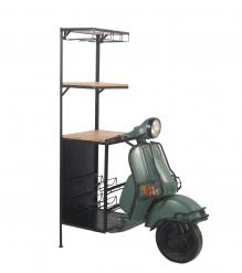 SOLID WOOD & IRON SCOOTER WINE RACK