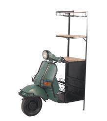 SOLID WOOD & IRON SCOOTER WINE RACK