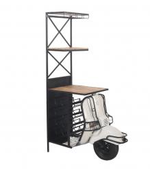 SOLID WOOD & IRON SCOOTER WINE RACK