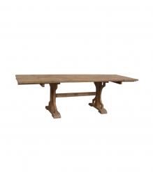 SOLID WOOD X BASE TRESTLE DINING TABLE W/ EXTENSIONS