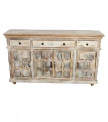 SOLID RECLAIMED TEAK WOOD CABINET SIDEBOARD W/ 3 DRAWERS & 4 DOORS
