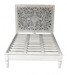 HAND CARVED SOLID WOOD QUEEN BED