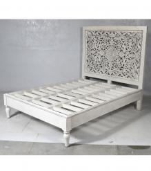 HAND CARVED SOLID WOOD QUEEN BED