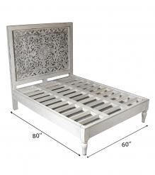 HAND CARVED SOLID WOOD QUEEN BED