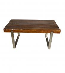 SOLID WOOD RECLAIMED TEAK DINING TABLE W/ METAL BASE - INCREDIBLY THICK & BEAUTIFUL