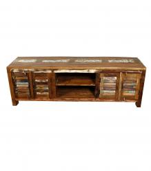 SOLID RECLAIMED TEAK WOOD MEDIA CABINET W/ 4 DOORS