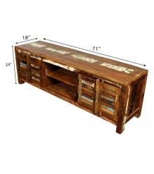 SOLID RECLAIMED TEAK WOOD MEDIA CABINET W/ 4 DOORS