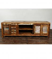 SOLID RECLAIMED TEAK WOOD MEDIA CABINET W/ 4 DOORS
