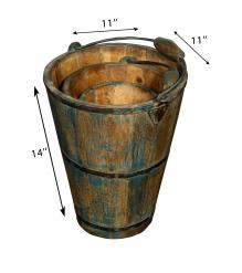 SET OF 3 WOOD & IRON BUCKETS