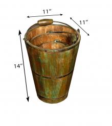 SET OF 3 WOOD & IRON BUCKETS