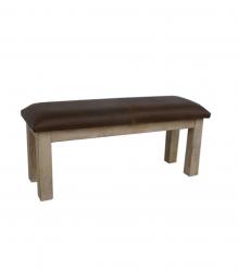 SOLID WOOD & LEATHER BENCH