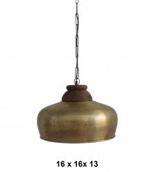METAL HANGING PENDANT LIGHT W/ WOOD ACCENT