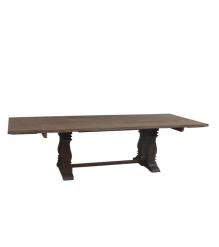 SOLID WOOD PEDESTAL EXTENSION DINING TABLE