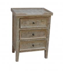 SOLID WOOD 3 DRAWER NIGHTSTAND END TABLE
