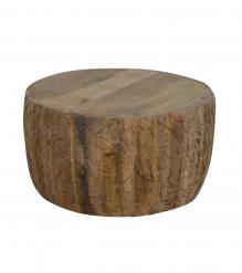 HAND CARVED SOLID WOOD ROUND COFFEE TABLE